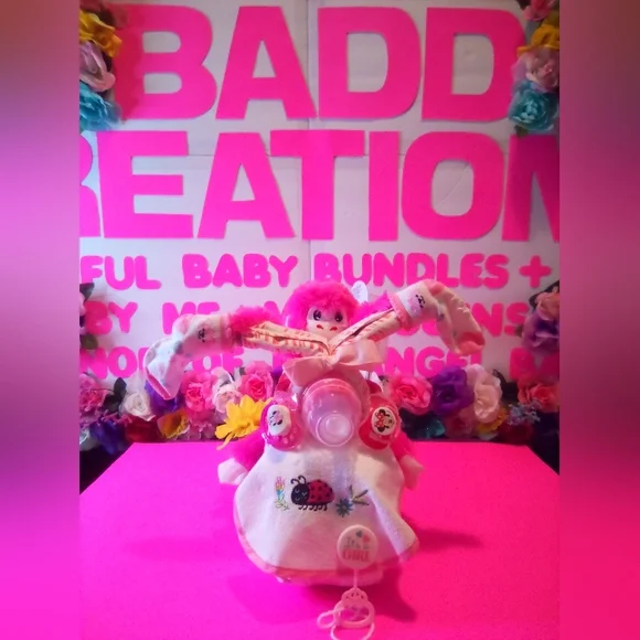 #151ππΌπ¨ ALREADY GONE π¨MOTORCYCLE DIAPER CAKE ("FOR A BABY GIRL") - Picture 3 of 10